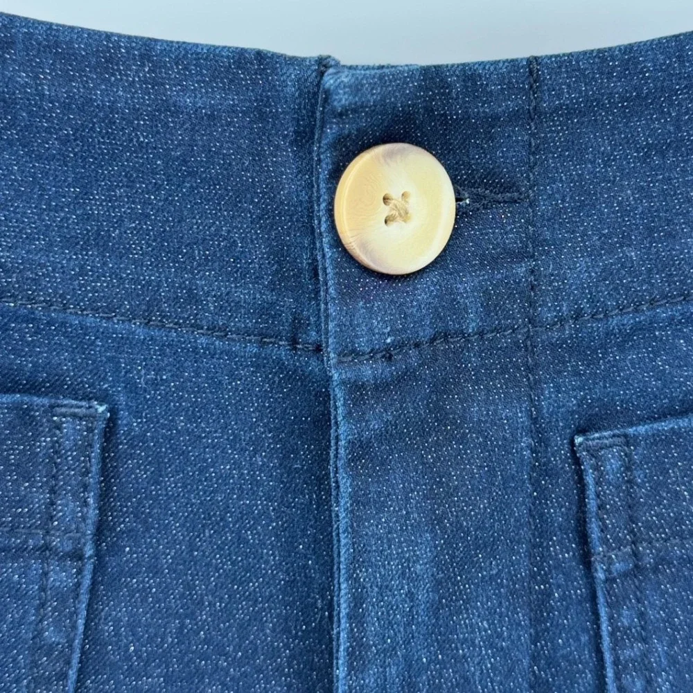 Maeve Colette Sparkle Denim Pants Womens 26 Blue Cropped Wide Leg Anthropologie - Picture 3 of 9